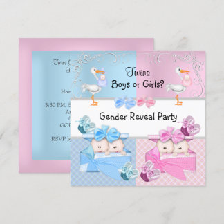 Twillingar Gender Reveal Party Boys eller Girls Bl Inbjudningar