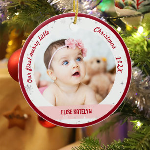 Twillingar Girl Boy 2 Foton 1:a Merry Little jul Julgransprydnad Keramik