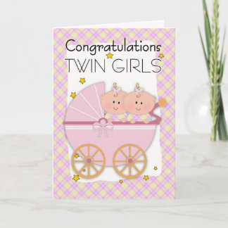 Twillingar - Grattisar Twin Girls i ett diagram Kort