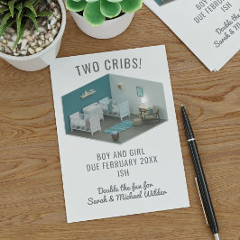 Twillingar Gravid Announcement Boy and Girl Nurser Meddelande