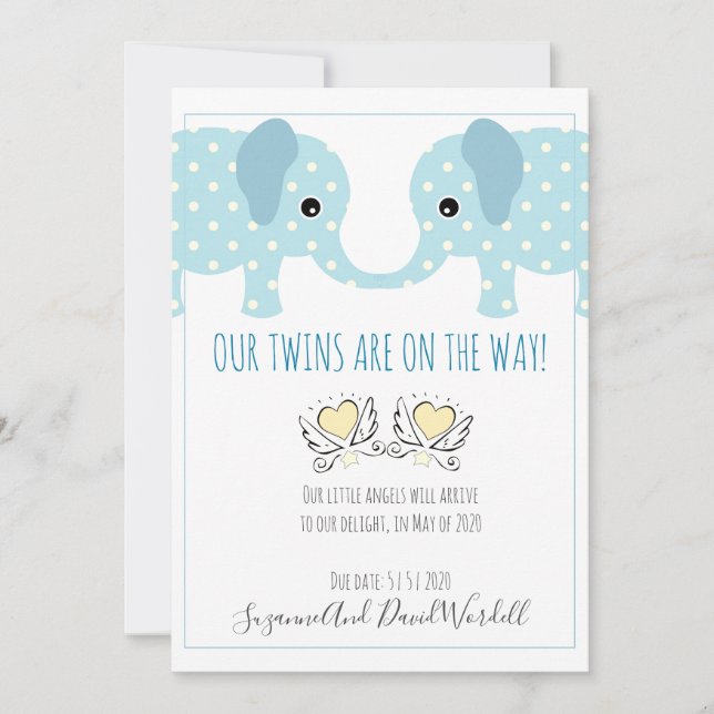 Twillingar Gravid Meddelande om Whimsical Elephant (Framsida)