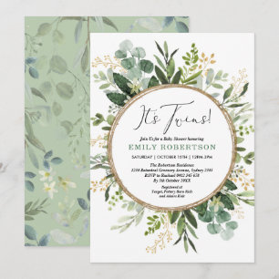 Twillingar Grey Guld Garden Party Babyskon Inbjudningar