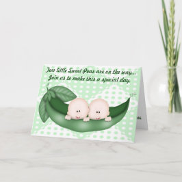 Twillingar Grönt Baby Shower Pea i en Pod-inbjudan Inbjudan