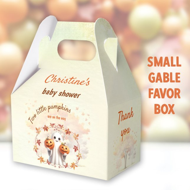 Twillingar Halloween Pumpkin Ghost Unisex Baby Sho Presentaskar (Twins Baby Shower Small Gable Favor Boxes - You can choose from 3 sizes of these gable favor boxes)