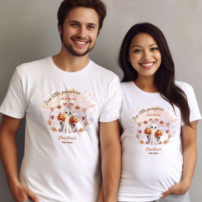 Twillingar Halloween Pumpkin Ghost Unisex Baby Sho T Shirt (Twins Halloween Pumpkin Ghost Unisex Baby Shower T-Shirt)
