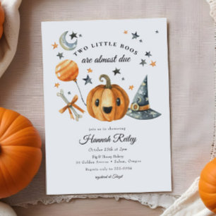Twillingar Halloween Pumpkin Little Boo Baby Showe Inbjudningar