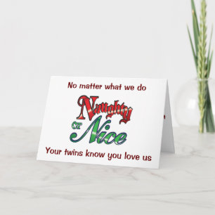 TWILLINGAR HUMOR NAUGHTY/NICE TO PARENENTS AT CHRI HELGKORT