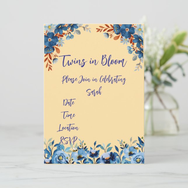 Twillingar i Bloom Baby Shower Inbjudningar (Stående Fram)