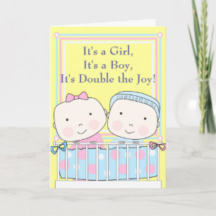 Twillingar i Crib, Girl and Boy Baby Meddelande