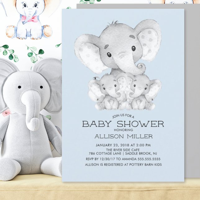TWILLINGAR Inbjudan till elefant babydusch (Skapare uppladdad)