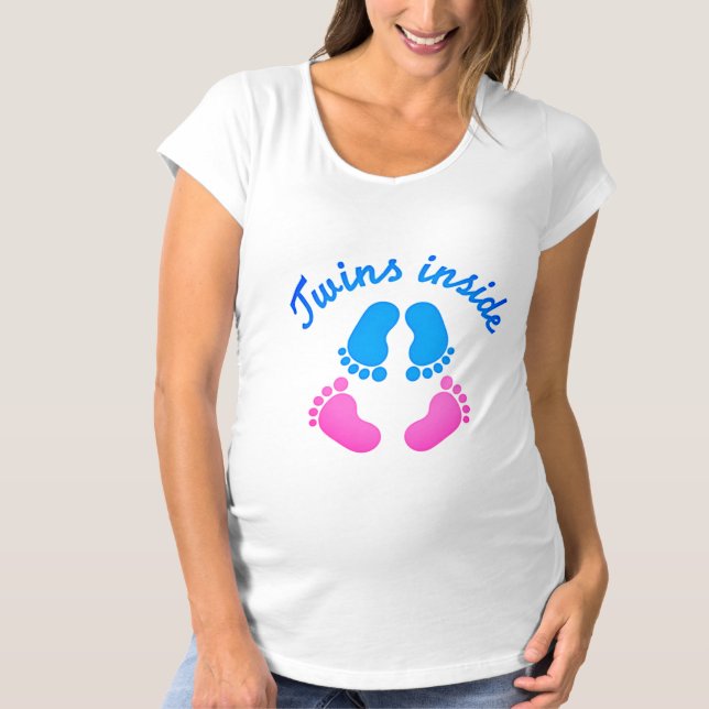 Twillingar inom pojke och flicka t shirt (Framsida)