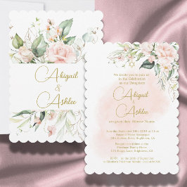 Twillingar Jewish Girl Baby Naming Watercolor Blom Inbjudningar