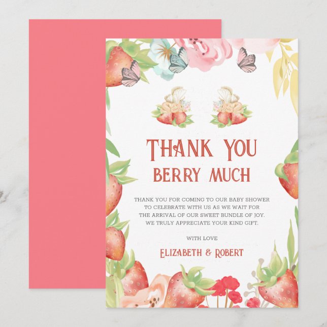 Twillingar Jordberry Berry Sweet Baby Shower Tack (Fram/baksida)