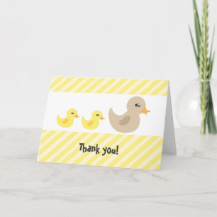 Twillingar Kön Neutral Anka Stripe Baby Shower Tack Kort
