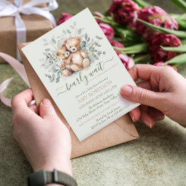 Twillingar Kön Neutral Nalle Boho Baby Shower Inbjudningar