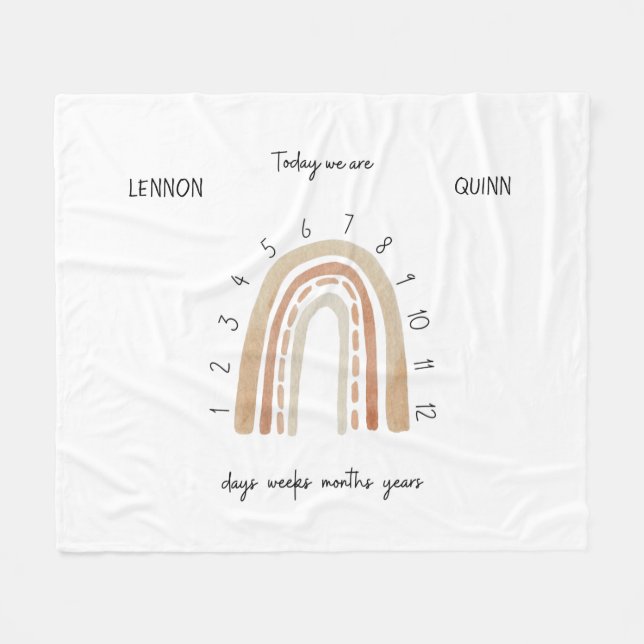 Twillingar Kön Neutral vattenfärg Regnbågsmilstolp Fleecefilt (Framsidan (Horisontell))