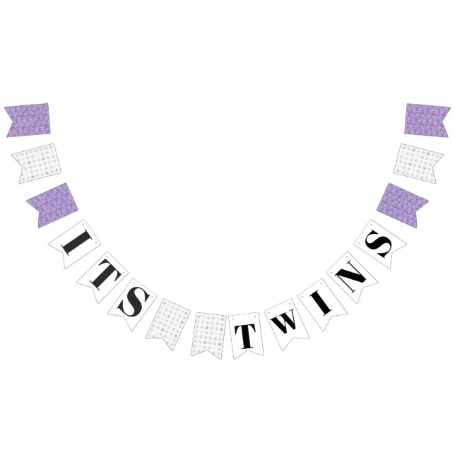 Twillingar Lavender Polk Baby Shower Bunting Flagg Vimplar (Alla)
