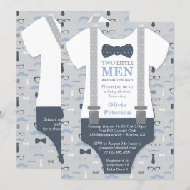 Twillingar Little Man Baby Shower-inbjudan, Blue G Inbjudningar