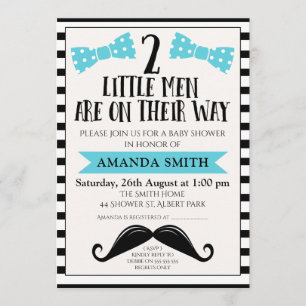 Twillingar Little Man Mustache Baby Shower-inbjuda Inbjudningar