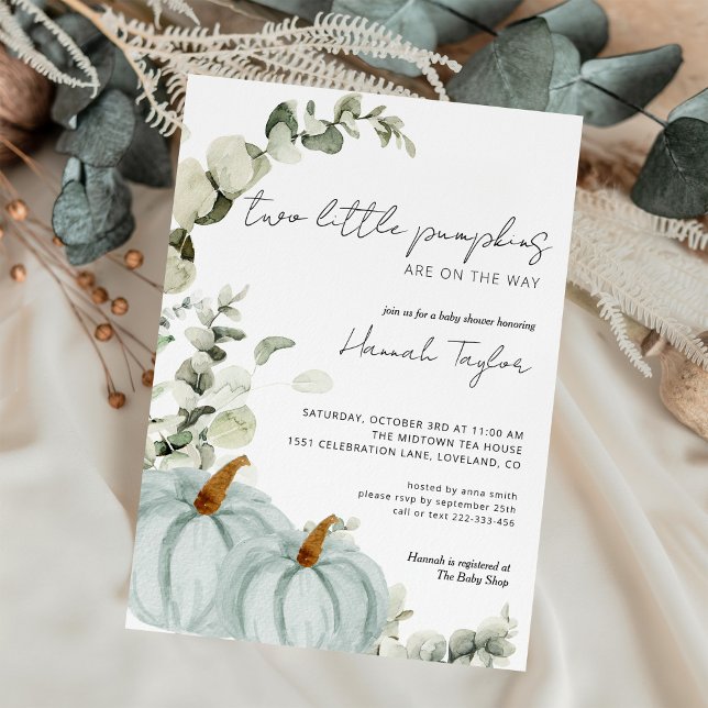 Twillingar Little Pumpkin Boys Fall Baby Shower Inbjudningar (Skapare uppladdad)