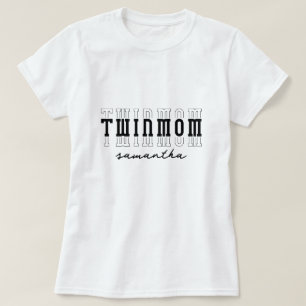 Twillingar Mamma av 2 Anpassningsbar Monogram Mors T Shirt
