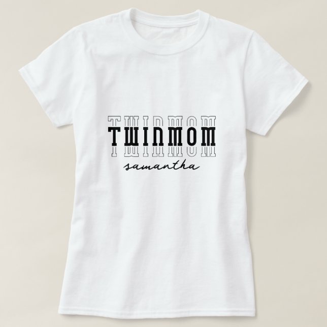 Twillingar Mamma av 2 Anpassningsbar Monogram Mors T Shirt (Design framsida)