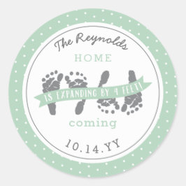 Twillingar Meddelande om fyra Baby-Gröntar för föt Runt Klistermärke