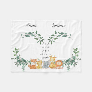 Twillingar Milstolpe Kön Neutral Baby djur Baby B Fleecefilt