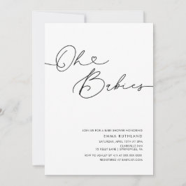 Twillingar minimalistisk handskriven babystövel fö inbjudningar