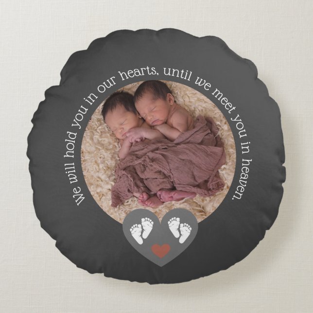 Twillingar Missfall Baby Loss Memorial Stillborn Rund Kudde (Framsidan)