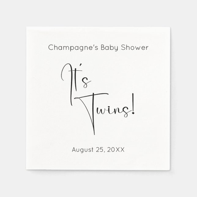Twillingar Modern Script Baby Shower Pappersservett (Framsidan)