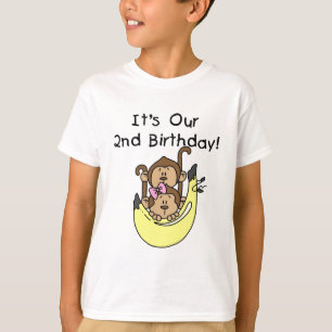 Twillingar Monkey Boy and Girl 2:a födelsedagen Tee