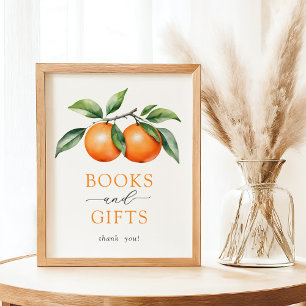 Twillingar Orange Baby Shower Bokar och presenter Poster
