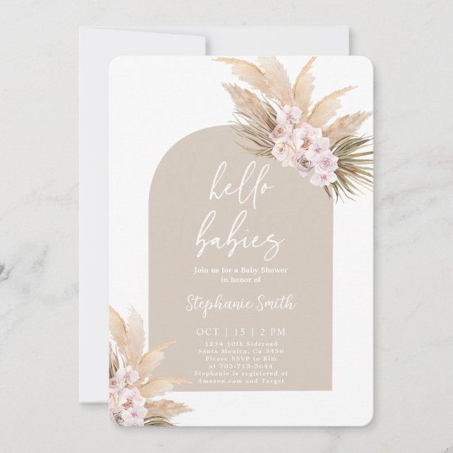Twillingar Pampas Grass Baby Shower Girl-inbjudan Inbjudningar (Framsida)