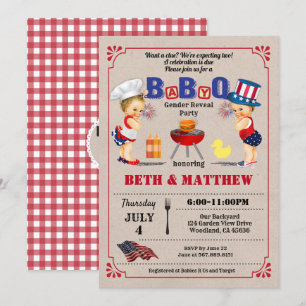 Twillingar par babydusch Independence day Inbjudningar