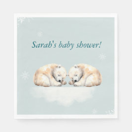 Twillingar Polar Bear Baby Shower Napkins Pappersservett