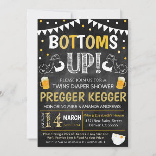 Twillingar Pregger Kegger Baby Shower-inbjudan Inbjudningar
