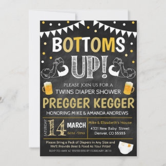 Twillingar Pregger Kegger Baby Shower-inbjudan Inbjudningar