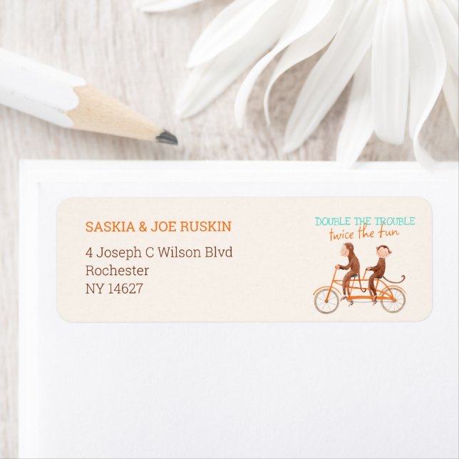 Twillingar Problem med Dubblan för babystövel i Cu Returadress Etikett (Insitu)