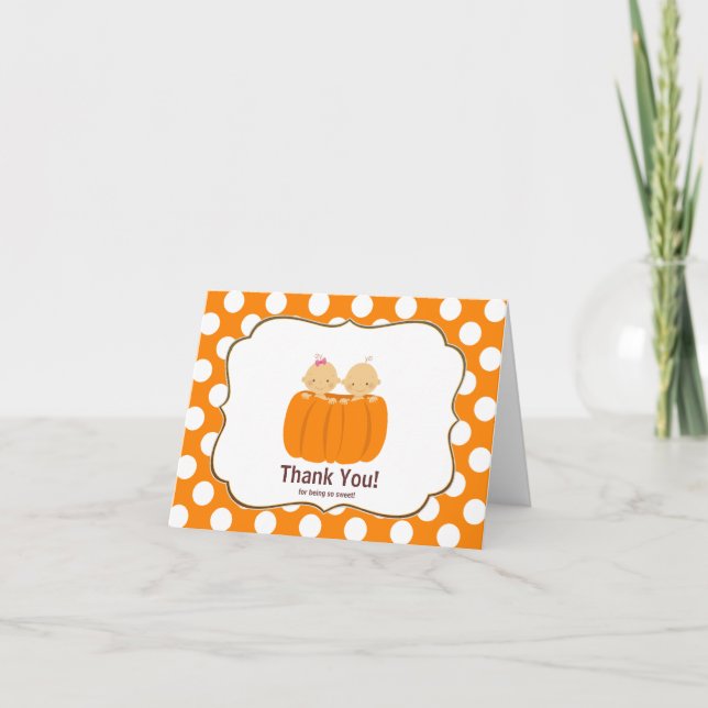 Twillingar Pumpkin Tackkort Card Girl Boy (Framsida)