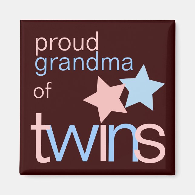 Twillingar Rosa Blue Brown Proud Grandma Magnet (Framsidan)