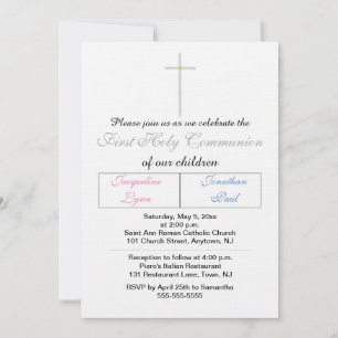 Twillingar Rosa Blue First Heliga Communion Inbjudningar