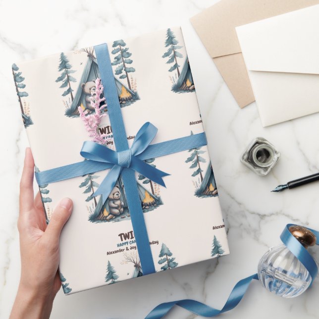 Twillingar Rustic One Lycklig Camper Birthday Presentpapper (Gifting)