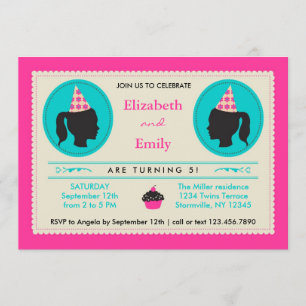 Twillingar Silhouette Birthday-inbjudan Inbjudningar