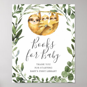 Twillingar Sloth Baby Shower Bokar for Baby Sign Poster