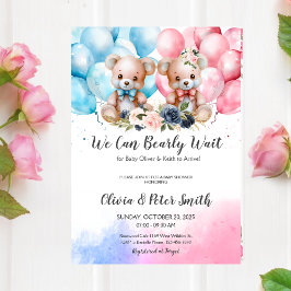 TWILLINGAR som vi kan avboka Nallen Baby Shower Inbjudningar