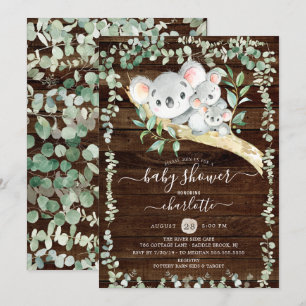 Twillingar Sweet Koala Bears Baby Shower-inbjudan Inbjudningar