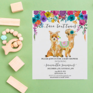 Twillingar Taco Fiesta Baby Shower Llama Blommigt