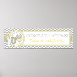 Twillingar Tie Tutu Chevron Baby Shower Banner Poster