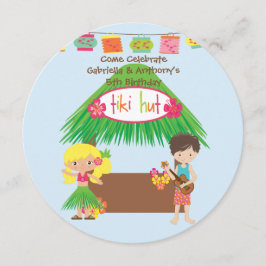 Twillingar Tiki Hut Round Luau Birthday-inbjudan Inbjudningar